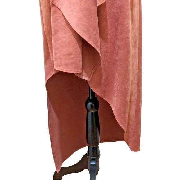 bcbgMaxAzria XS Lagenlook Dress Latte Suede Like Fabric Asymmetrical Layers - Picture 4 of 12